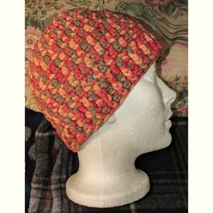 Crochet Ribbed Ribbon Beanie Size Small